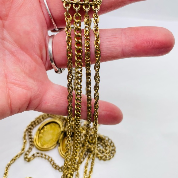 Vtg “Goldette” gold tone 20” multi strand locket necklace (some wear) - Picture 5 of 6